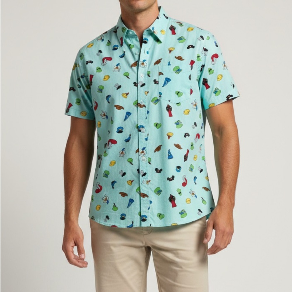 Disney Men's Light Blue Character Print Shirt